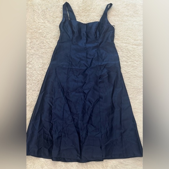 NEW ALFRED SUNG D826 Sleeveless Square-Neck A Line Gown w Pockets navy sz 24 w - Picture 6 of 7